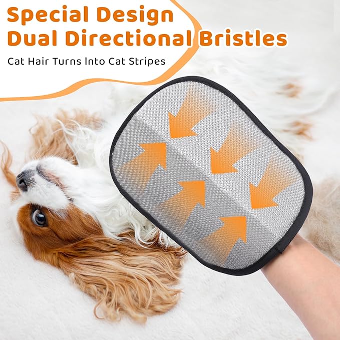 Pet Hair Remover Glove for Dogs & Cats, Newly Upgraded Reusable Electrostatic Pet Hair Gloves, Pet Hair Remover Tool for Clothing, Couch, Carpet, Car Seat（1Pcs-Orange