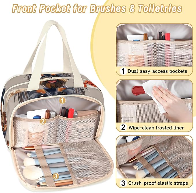 Pet Dog Travel Toiletry Bag with Handle | Wet & Dry Separation, Full-Size Bottle Friendly, Leak-Proof, Waterproof, Easy to Clean, for Travel, Gym, Home