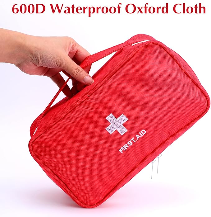 8 Pack Empty First Aid Bag, Emergency Bag Empty, First Aid Case, Portable Medical Storage Pouch for Camping Hiking Travel Home Office (Red)