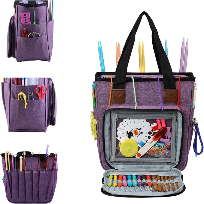 crochet bag,knitting bagBackpack and Tote Bag Storage Bag ，Large capacityYarn Storage Organizer Travel Crochet Bag Women Carrying Crochet Accessories Knitting Needles Crochet