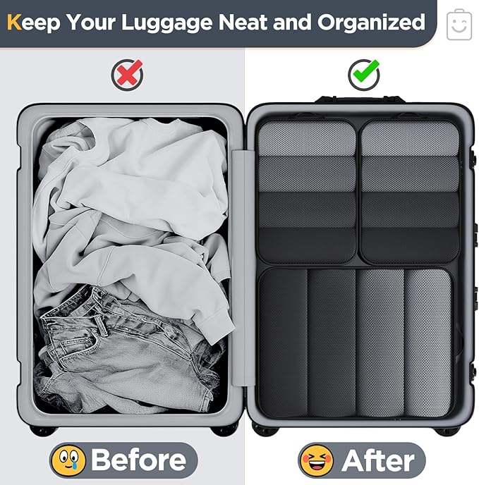 Veken 6/9/11 Set Compression Packing Cubes Garment Bags for Travel Essentials,Compressible Expandable Luggage Organizer Bags for Clothing,Space Saver Bags with Over 1000 pcs of Mesh Holes(Black)