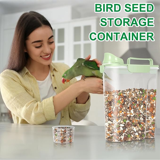 TBMax Travel Dog Food Storage Container 5 lbs with Dog Bowl, Airtight Pet Cat Food Storage Dispenser with Large Spout & Measuring Cup for Kibble Dog Treat Bird Seed Container -Green