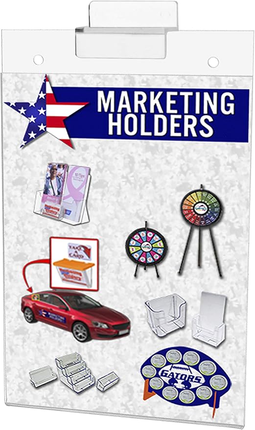 Marketing Holders 6 Pack Slatwall Sign Holder for 5" x 7" Menus Event Notices and Flyers Clear Acrylic Sleeve for Home Improvement Stores Gyms and Fitness Centers No Assembly Required