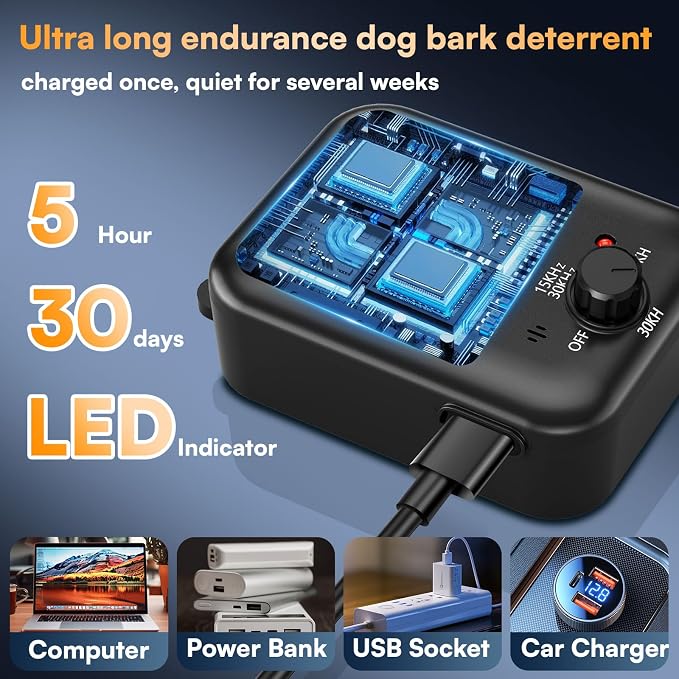 Anti Barking Devices, Auto Barking Control Devices with 3 Modes | Rechargeable Ultrasonic Dog Barking Deterrent Devices Bark Box, Effective Stop Barking Dog Devices for Indoor & Outdoor Use