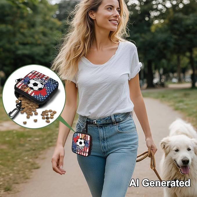 Dog Treat Pouch Dog Training Reward Pouch with Carabiner Waterproof Small Dogs Treat Bag for Leash 2026 Football Festival