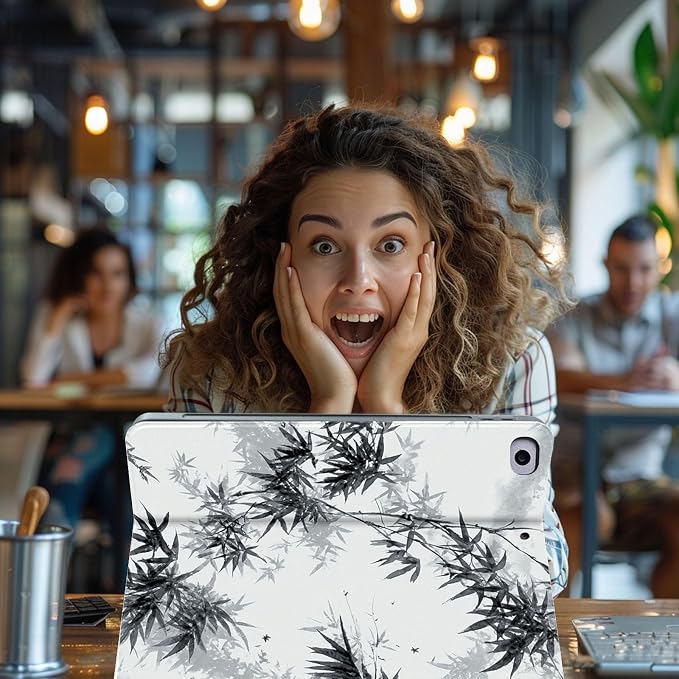 for Microsoft Surface Pro X/Pro X Plus-13 2019/2020/2021/2024 Tablet Case,Auto Wake/Sleep,Adjustable Stand Protective Cover - Bamboo Ink Painting