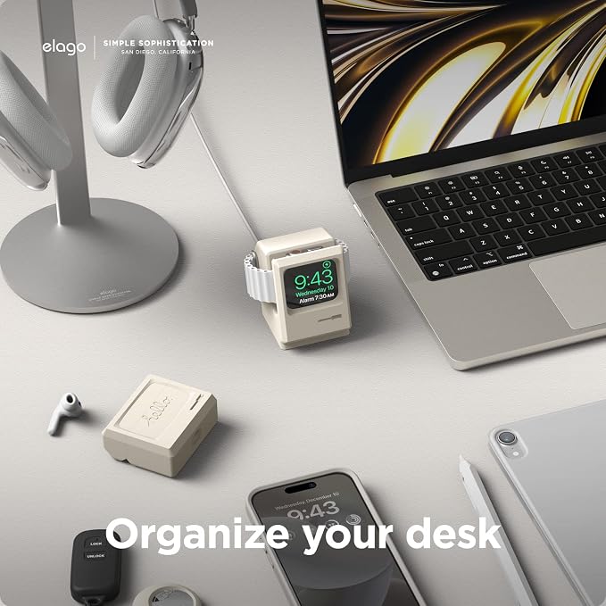 elago W3 Stand for All Apple Watch Series | Ultra3/Ultra2/Ultra/11/10/9/8/7/6/5/4/3/2/1/SE3/SE2/SE1, 49mm, 46mm, 45mm, 44mm,42mm (Classic White)