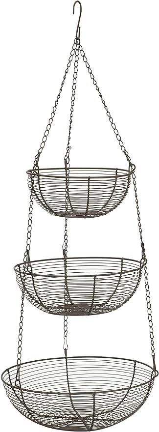 Woven Wire Hanging Basket - Bronze