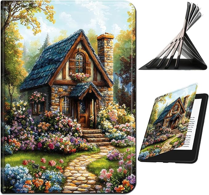 for Samsung Galaxy Tab A9 8.7 Inch 2023 (SM-X110/X115/X117) Case | Slim Leather Smart Cover with Multi-Angle Anti-Slip Stand [Auto Wake/Sleep] Shell for Women Men - Garden Castle