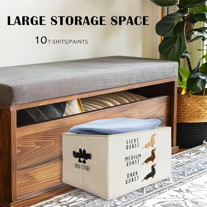 Dog Storage Basket Bins With Handles, Funny Dog Roast Level Foldable Organizer Basket for Bedroom Bathroom Laundry Room Clothes Toys Books, Dogs Lover Gifts for Women Men