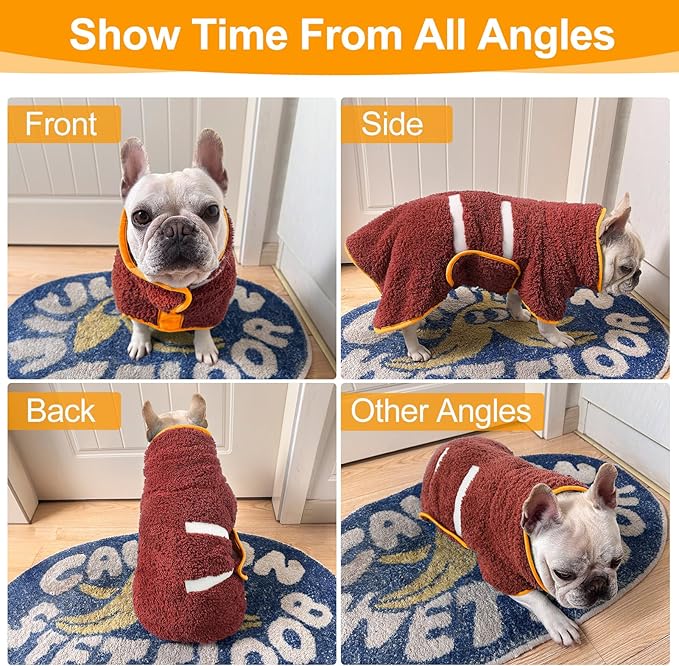 Dog Bathrobe Super Absorbent Dog Towels Large Quick Drying Robes for After Bath Soft Adjustable Warm Keeping Dogs Towel(S-XXL)