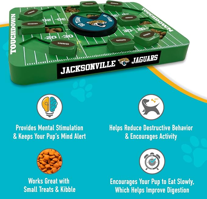 Pets First Jacksonville Jaguars NFL Dog Puzzle Toy, Large Size, Interactive Treat & Slow Feeding Toy