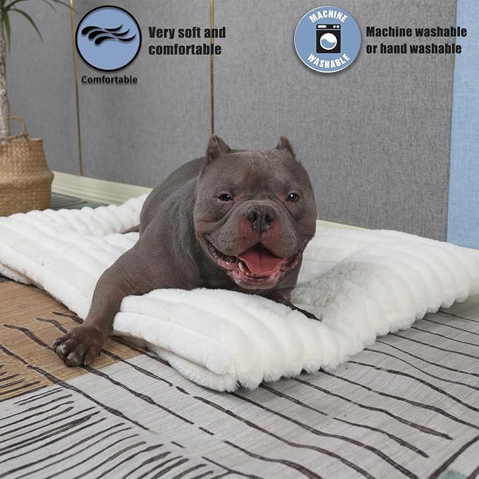 36 Inch Dog Crate Bed for Medium to Large Size Dogs,Ultra Soft Dog Pad for Crate or Cage Washable & Anti-Slip Kennel Pad for Pets Cozy Sleeping Mat,Fluffy Comfy Pet Mattress Cushion(35" x 23", Cream)