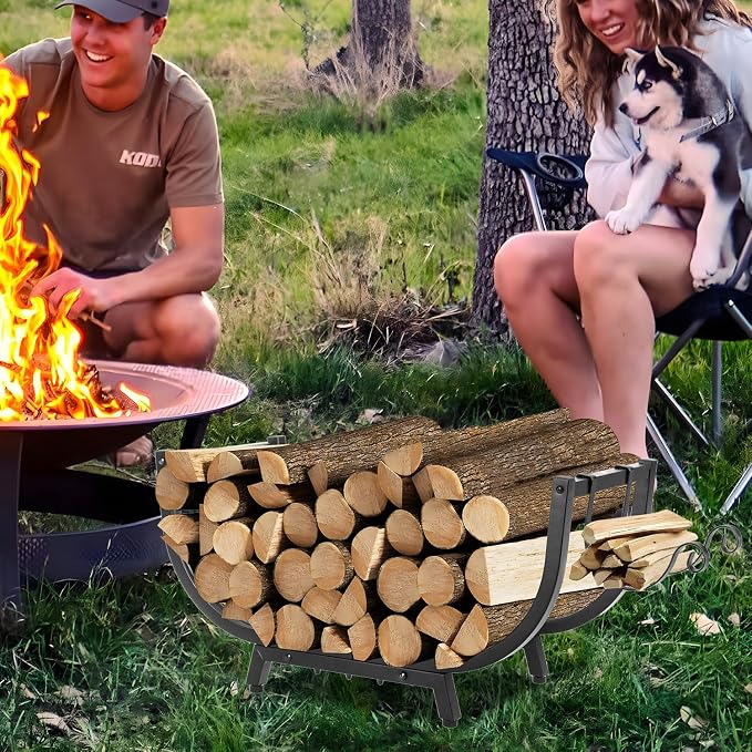 Kendane 30" Firewood Rack Outdoor and Indoor, Compact Firewood | log Storage & Holder,Stable Log Holder with Reinforced Steel Frame, Waterproof Rustproof Wood Storage Rack for Fireplaces