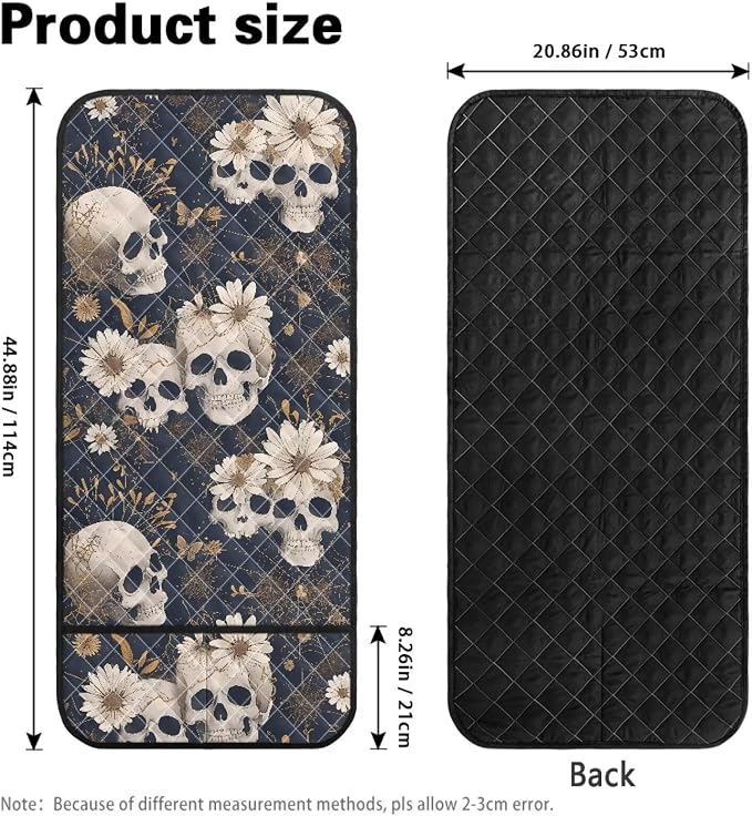 Skull Daisy Stretch Sofa Armrest Covers Arm Cover for Chairs Anti-Slip Couch Armrest Covers with 2 Pockets Furniture Armrests Protector for Sofa Couch Chair Recliner