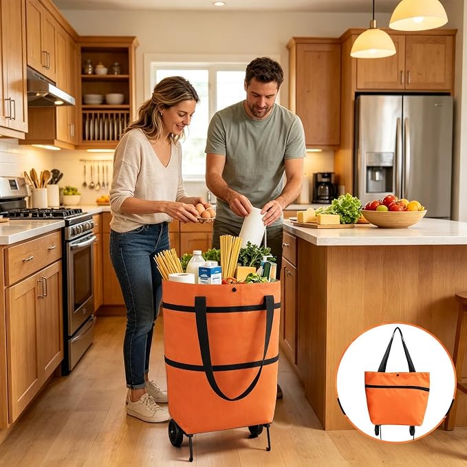 Outdoor Shopping Cart Bags - Compact Rolling Carrier, Utility Tote | Heavy Duty Rolling Tote - Compact Shopping Cart Bag, Portable Carrier for Market Travel Laundry Camping Pet Storage