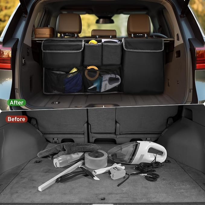 Car Trunk Organizer for Ford Bronco/Bronco Sport Escape Accessories 2026 | for 2000-2025 2026 Expedition Explorer Edge Ecosport 2/4 Door Sport Base Limited XL XLT SUV Backseat Hanging Storage Bag
