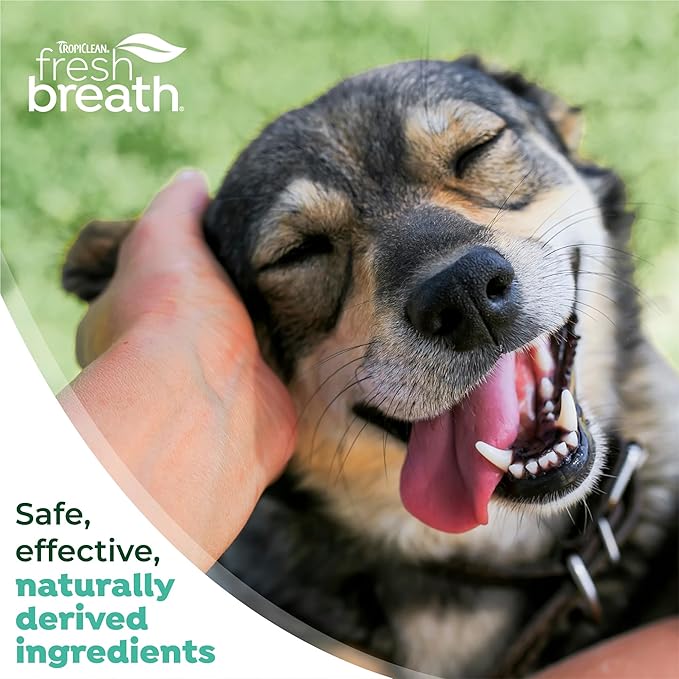 TropiClean Fresh Breath Dog Oral Care Kit | Complete Toothbrush and Toothpaste Set for Plaque & Tartar Control | Tooth Brushing Kit for Large Animals
