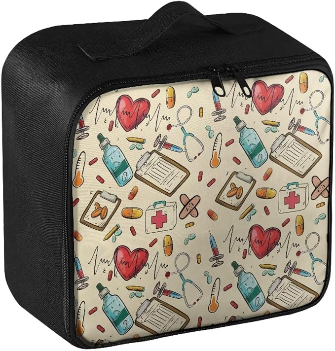 Nurse First Aid Bag Empty Medium Cute Medical Bag Empty Travel First Aid Kit Pouch Medium Sized Empty First Aid Bag Medical Supplies Organizer Bag for Traveling Hiking Camping School