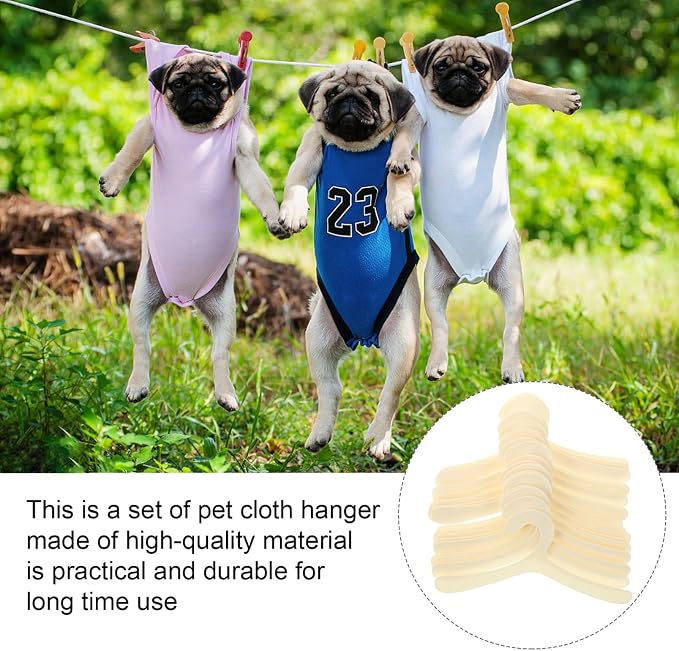 GANAZONO 20Pcs Pet Clothing Hangers Durable Plastic Puppy Apparel Organizers Portable Pet Clothes Rack for Neat and Organized Storage for Dogs