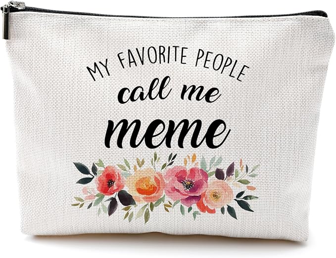 DILSJ Meme Gifts Makeup Bag, Grandma Gifts For Christmas From Grandkids Bags For Women, My Favorite People Call Me Meme Zipper Makeup Pouch Travel Organizer Toiletry Bags & Cases