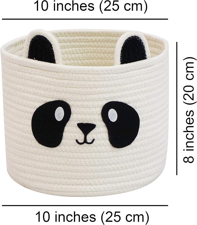 T&T Homewares Small Cute Panda Bear Basket for Kids Room Decor, Baby Shower, Baby Diaper Organizer, Baby Laundry Baskets, Woodland Nursery Decor, Kids Room Organizer, Dog Cat Toy Basket