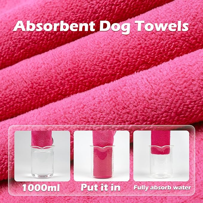 MICOOYO Dog Towels for Drying Dogs 3 Pack, Ultra Absorbent Microfiber Pet Bath Blanket | Quick Dry Towel for Dogs and Cats, 28"x40", L