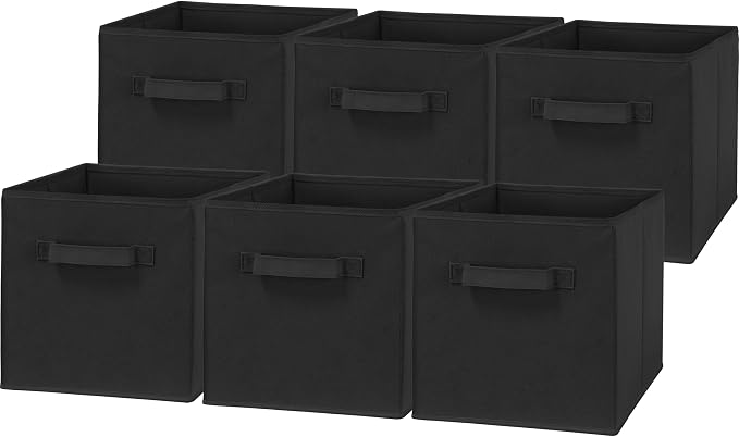 Simple Houseware 11-Inch Foldable Cube Storage Bins, Black, 6-Pack | Lightweight & Durable Structure Fabric Cubes Organizer for Closet or Shelves
