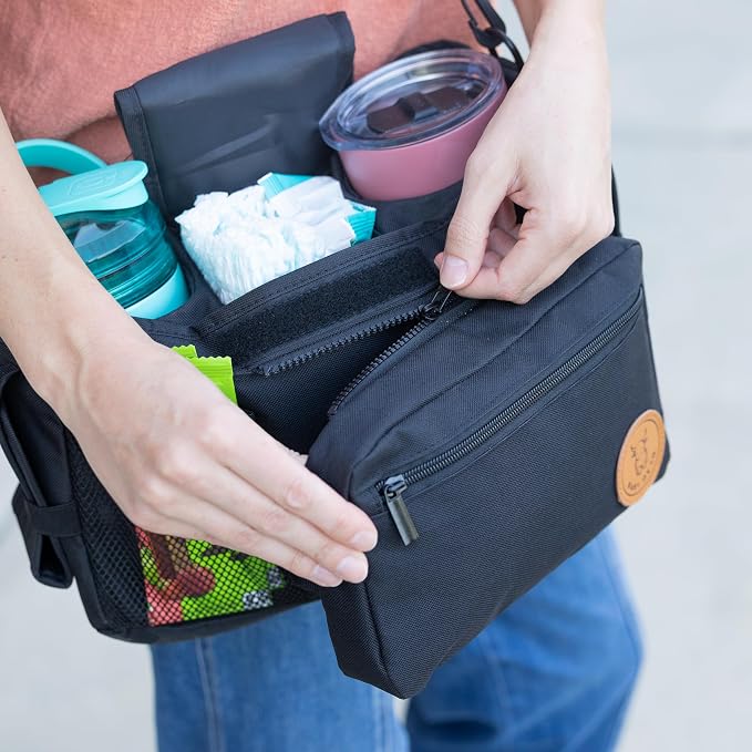 Universal Stroller Organizer with Insulated Cup Holders | Detachable Phone/Wipe Pouch & Shoulder Strap Stroller Caddy | Spacious, Fits Jogger, Umbrella, Travel & Pet Strollers
