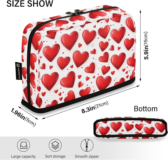 Aslsiy Large Capacity Pencil Case Glossy Heart Happy Valentine Day-1 Pencil Pouch for Boys Girls Portable Pen Bag Organizer Standing Makeup Bag for School Office Supplies