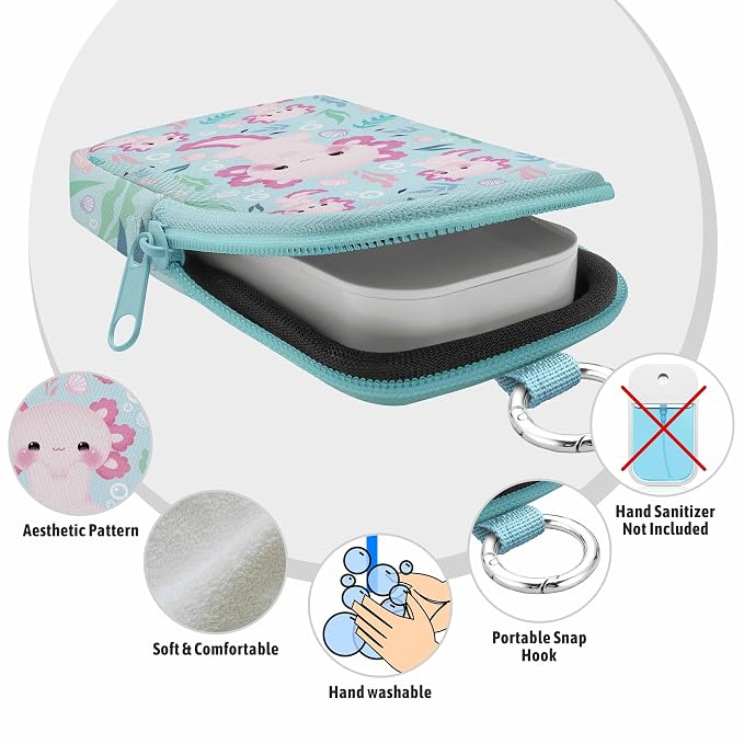 Hand Sanitizer Holder, Axolotls Spray Case Zippered Pouch | Keychain, Travel Size, Cute Fashion Accessory with Snap Hook, for Glow Mist and Power Mist 1FL OZ, Mini Small Pocket Clip on