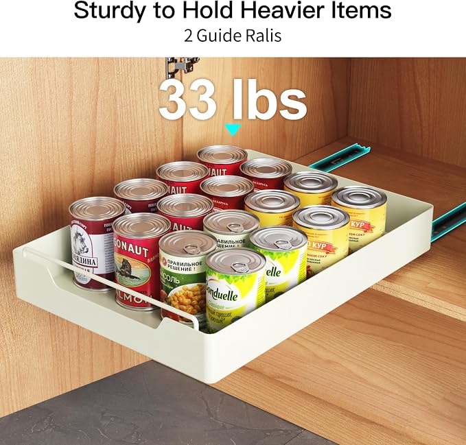 iSPECLE Cabinet Drawer Slide Out - Peel and Stick Pull Out Drawer for 13" Wide Cabinet and Above, No Screw Adhesive Cabinet Drawer Easily Slide to Get Item Without Digging, Avoid Item Fall Out, Black