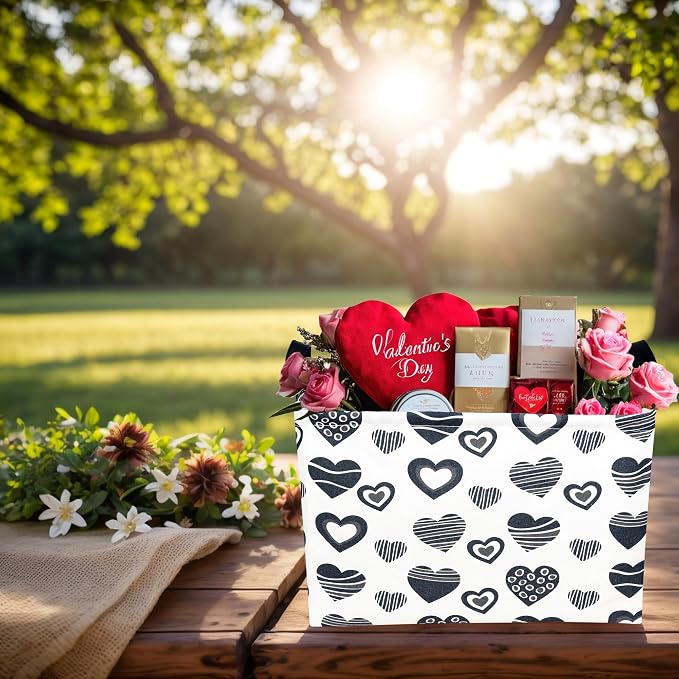Valentine's Day Basket Gift for Empty Cute Heart Large Storage Bin for Kid and Baby Room Décor (Black Creative Love)