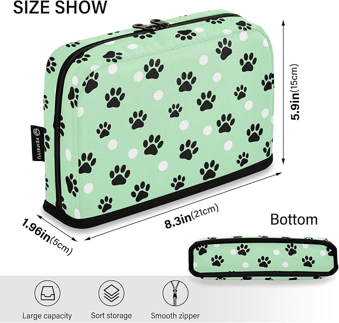 Aslsiy Large Capacity Pencil Case Pet Paws White Dots (1) Pencil Pouch for Boys Girls Portable Pen Bag Organizer Standing Makeup Bag for School Office Supplies