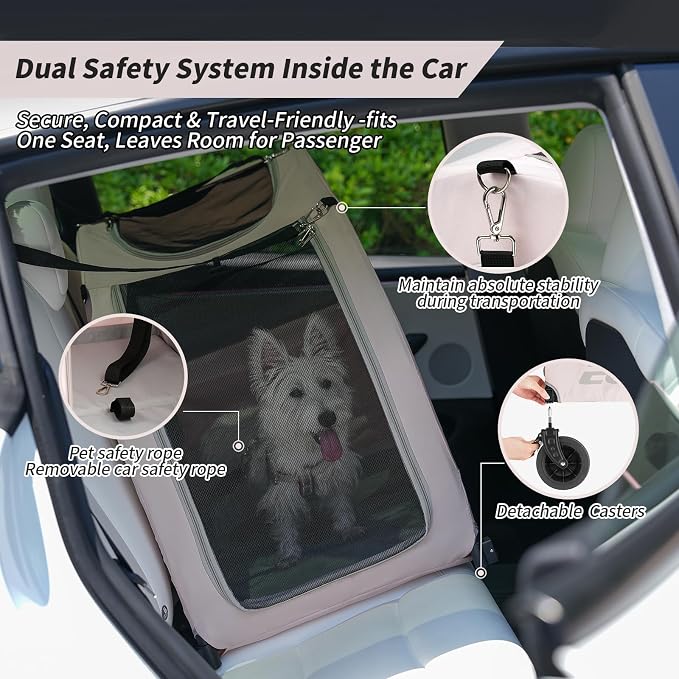 EchoSmile 4-Wheel Pet Stroller for Dogs & Cats, Up to 135 lbs, Pink | Lightweight Carrier · Storage Basket Included · Adjustable Handle · Removable Pad