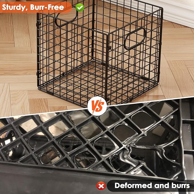 Cidaziya 4-Pack Metal Storage Crates, 32QT Stackable Collapsible Storage Bins with Handles, Black Heavy Duty Milk Crates for storage, Car, Garage, Home, Camping, Office