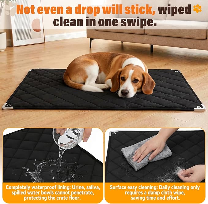 23"x 17"Chew Proof Crate Pad for Aggressive Chewers,Reinforced Metal Edges | 23"x 17",Reinforced Metal Edges and Metal Rings, Suitable for Stubborn Chewers and Puppies in Teething Stage,Small-Sized Dogs