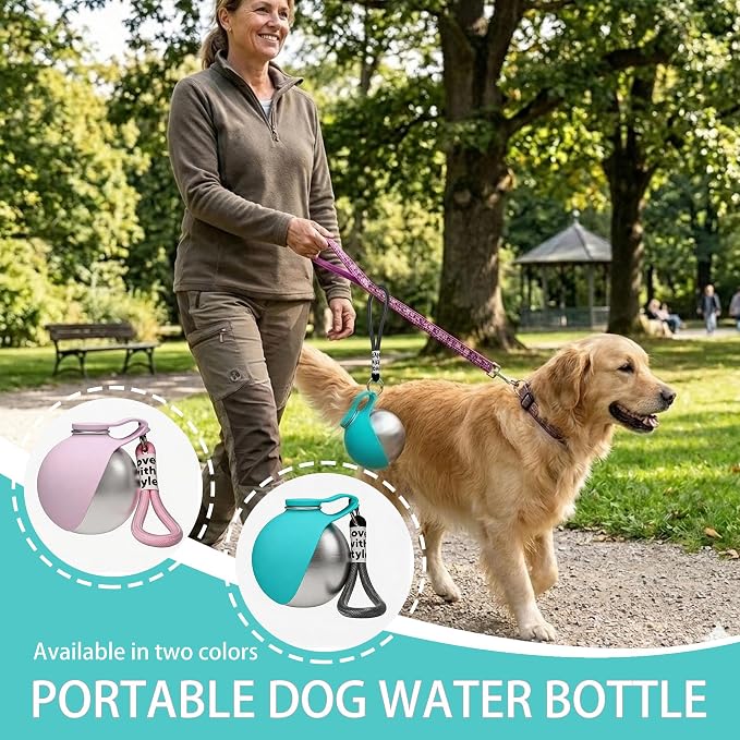 Portable Pet Water Bottle & Collapsible Dog Bowls, Spill Proof Water Dispenser, Cat Food Container & Dog Treat Holder, Small Size Pet Supplies Travel Accessories for Puppy Walking & Gifts