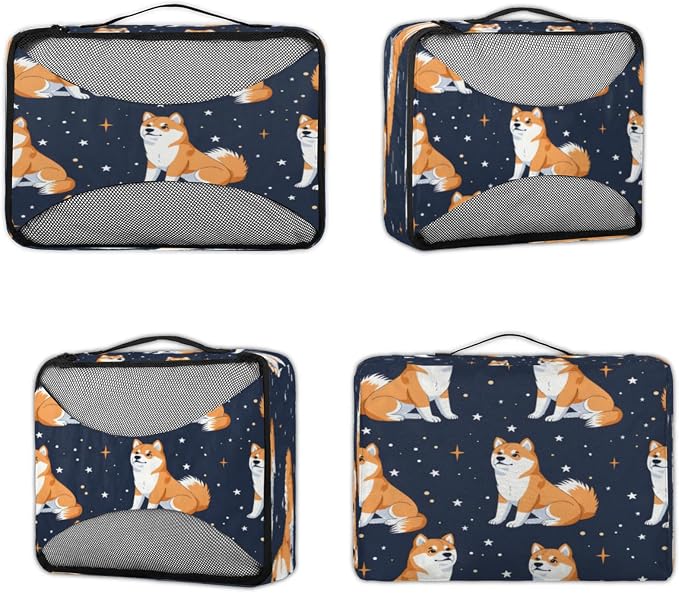 Packing Cubes for Travel, Cute Corgi Travel Luggage Packing Organizers for Women Men, Large Custom Toiletries Bag for Clothes Shoes, Corgi Dogs