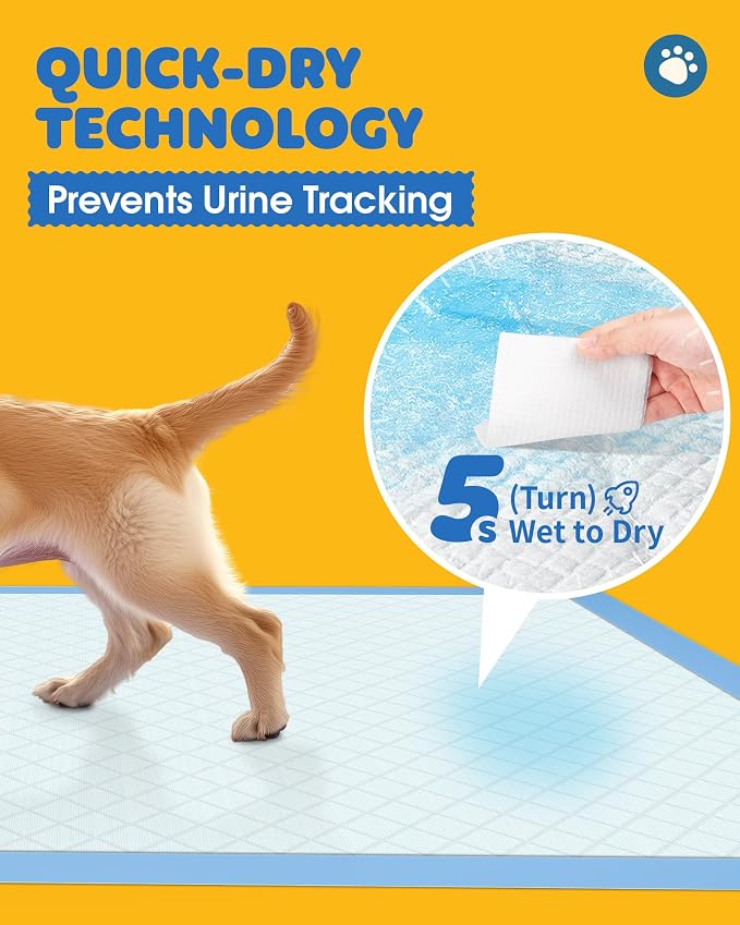 Powools Puppy Pads for Dogs, 34x28 in, 6-Layer Leakproof, 50-Pack, Thicker | Extra-Large Pee Pads, Disposable, Quick-Dry Dog Pads, High Absorbency, Wee Wee Pads for Dogs, Easy Puppy Potty Training