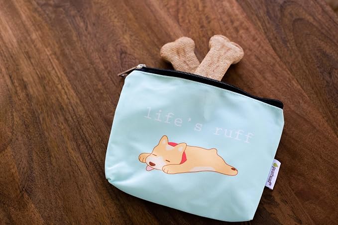 Pearhead Pet Dog Lover Canvas Zipper Pouch – “Life’s Ruff” Puppy Design Travel Organizer, Multipurpose Makeup & Accessory Bag