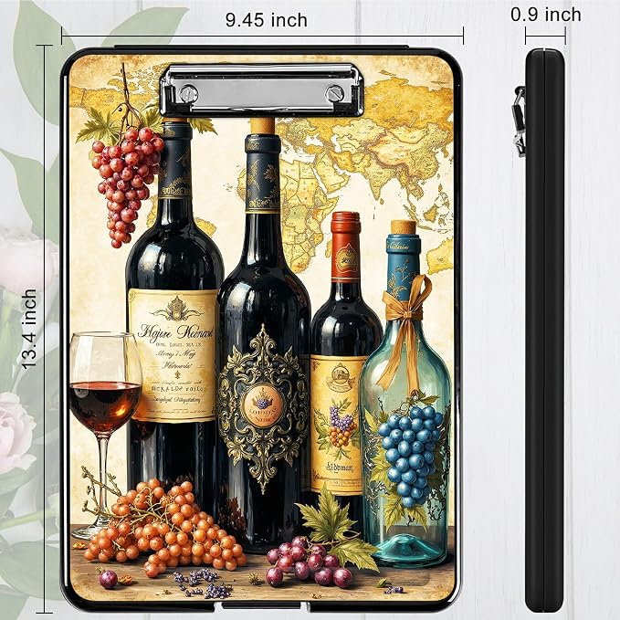 Heavy Duty Storage Clipboard, Slim Nursing Clipboard with Internal Pen Case, Portable File Organizer Case for A4 Letter Size Paper Office Medical Professionals, Grape Wine