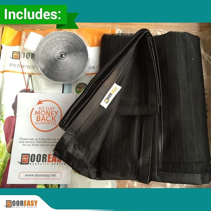 DOOREASY Magnetic Screen Fits Tall Single Doors Screen Door, Full Frame Loop Sewn Polyester Mesh Instant Screen(Fits Doors Up to 30"x95")