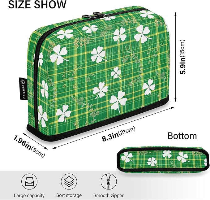 Aslsiy Large Capacity Pencil Case St Patricks Day Shamrocks-1 Pencil Pouch for Boys Girls Portable Pen Bag Organizer Standing Makeup Bag for School Office Supplies