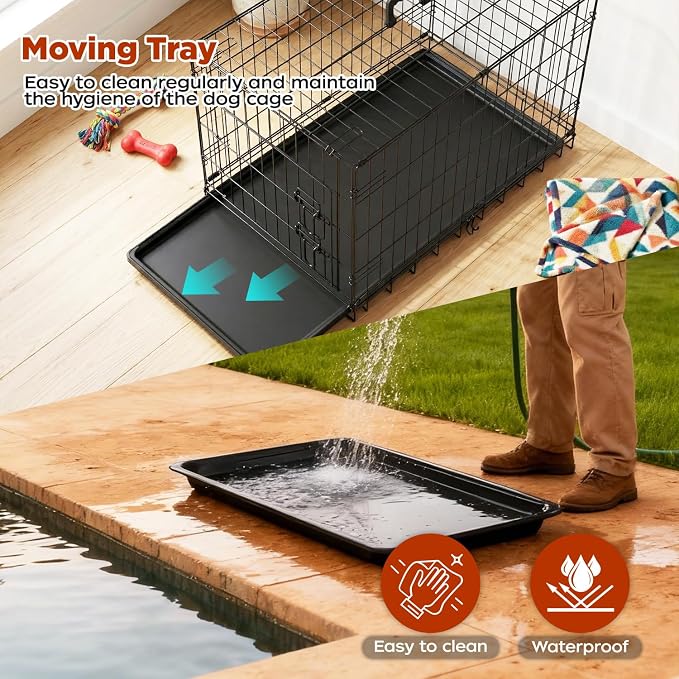 BestPet | Dog Crate | 36" | Black | Foldable Metal Kennel with Single Doors, Secure Slide-Bolt Latches, Leakproof Tray | Portable Dog Cage for Medium Sized Breeds | for Travel, Indoor & Outdoor Use