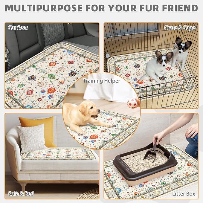 Washable Pee Pads for Dogs, 2 Pack Super Absorbent Reusable Puppy Training Pads Waterproof, Nonslip and Leak-Proof Dog Pee Pads, Large Pet Mats Whelping Pads for Floor, Crate, Couch 36"x36"