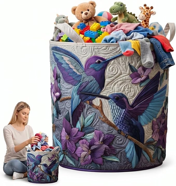 Laundry Basket, Foldable Oxford Cloth Funny Tote Bag Laundry Hamper, Extra Large Clothes Storage Bucket Toy Organizer for Bathroom(14"x 18")