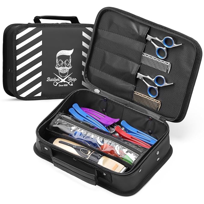 Segbeauty Barber Carrying Case, Stylist Tool Storage Bag for Clippers Scissor Clips Trimmer Grooming Kit, Hair Styling Accessories Organizer, Portable Travel Professional Hair Salon Equipment