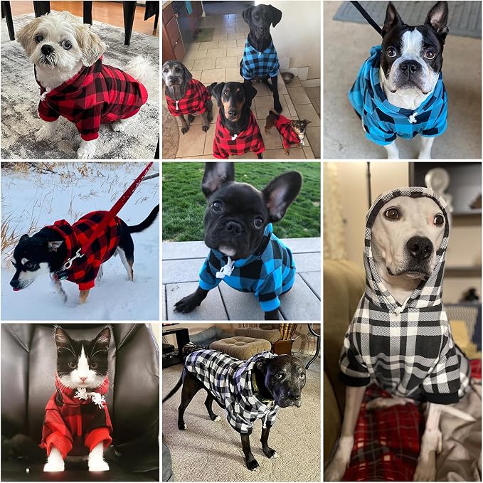 KOOLTAIL Plaid Dog Hoodie Pet Clothes Sweaters with Hat Red X-Large/XX-Large (Pack of 1)