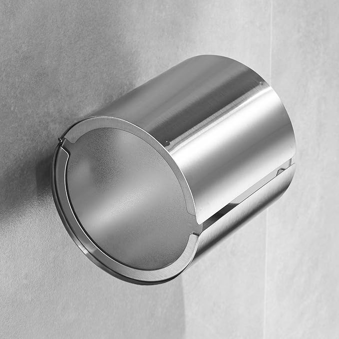 JunSun Cat Proof Toilet Paper Holder Dog Proof Toilet Paper Roll Holder Pet Proof TP Holder Anti-Cat TP Roll Holder TP Roll Keeper Protector Round Enclosed Wall Mounted Stainless Steel Brushed Nickel